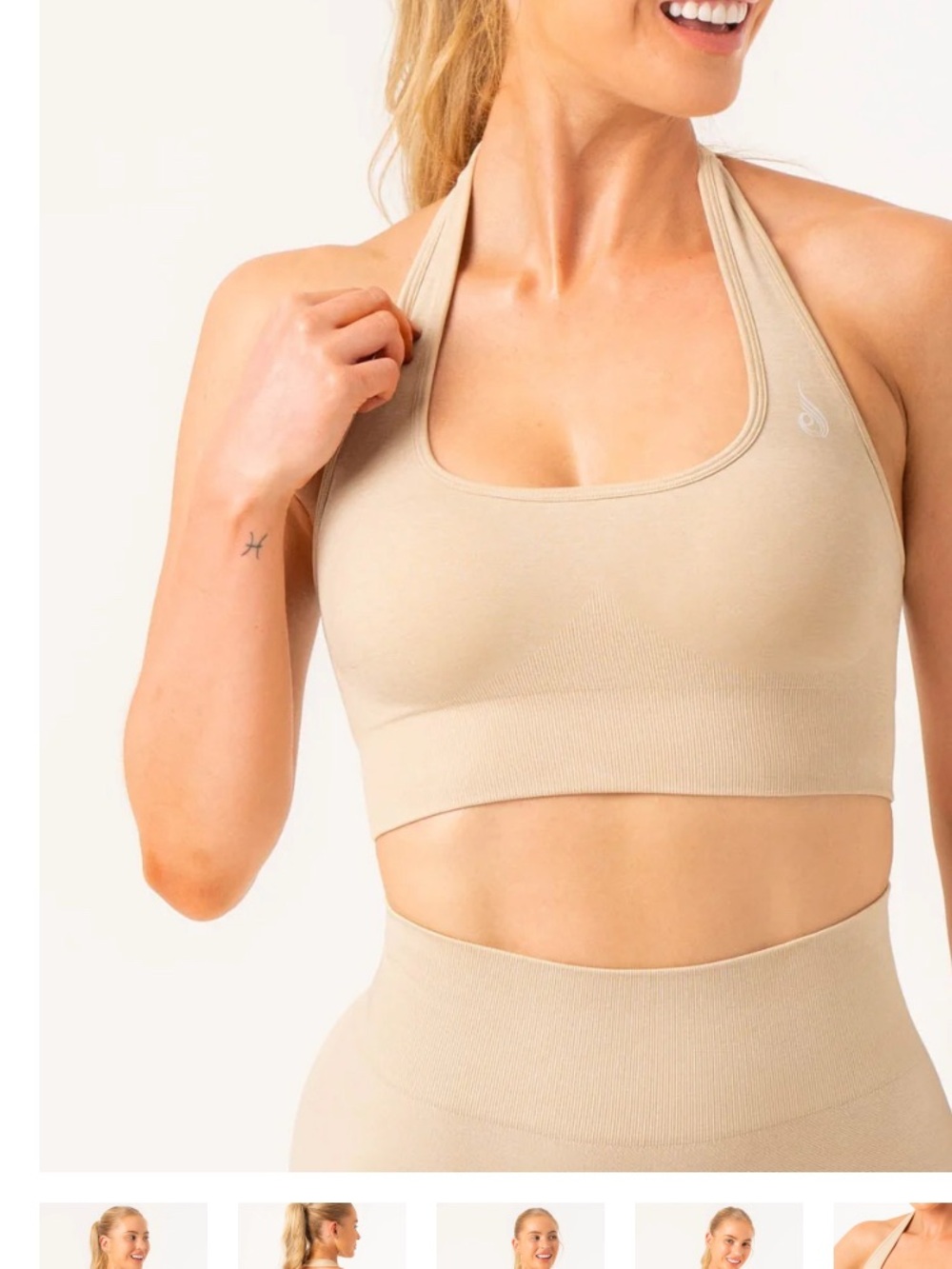 Ryderwear Seamless Halter Sports Bra - Beige